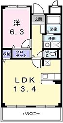 メゾン・ジェルメM 1LDKの間取図画像