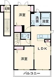 フェリーシード桜丘A 2LDKの間取図画像