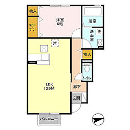 JR常磐線 土浦駅 バス15分 天川団地入口下車 徒歩5分の賃貸アパート 1階1LDKの間取り