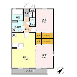 バニュルスIV 2階2LDKの間取り