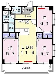 ミルトyK 3LDKの間取図画像