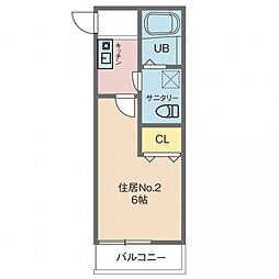 カインドネス吉祥寺南町B棟 2階1Kの間取り