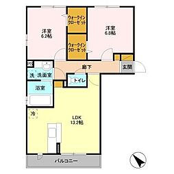 ビッグベン・カントゥス 2LDKの間取図画像
