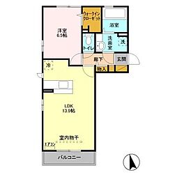 クレッシェンド 2階1LDKの間取り