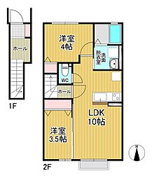 ベルハイム 2LDKの間取図画像