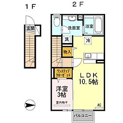 プリモカーサ 1LDKの間取図画像