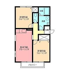 ソシア落合B 2DKの間取図画像