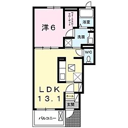 ハピネス・ベルB 1LDKの間取図画像
