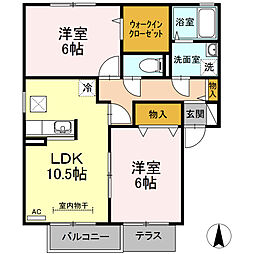 フォンテーヌB 2LDKの間取図画像