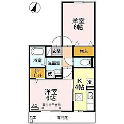 コンフォールターブル 2Kの間取図画像