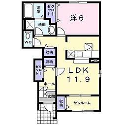 フリッシュ6 1LDKの間取図画像