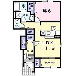 アフロディーティア3 1LDKの間取図画像