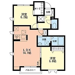 レジダンスC 2LDKの間取図画像