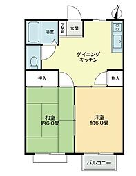フォブールホロニックＡ 2階2DKの間取り
