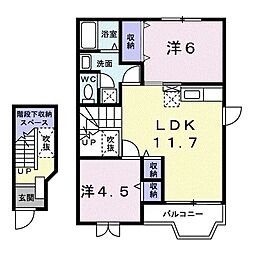 ＥｓｔＣｏｅｕｒII 2階2LDKの間取り