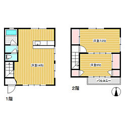 テラスハウス石田 2LDKの間取図画像