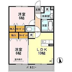 レジデンスIm1 2LDKの間取図画像