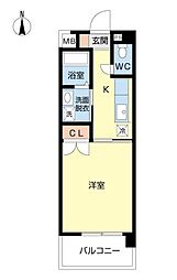アドア・ベリー2 1Kの間取図画像