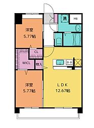 アーサー王子南 2LDKの間取図画像