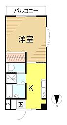 フェリオ日出山 1Kの間取図画像