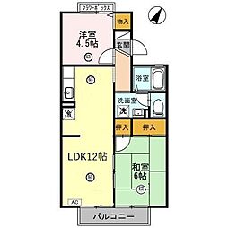 グレイスコート峰塚B 2LDKの間取図画像