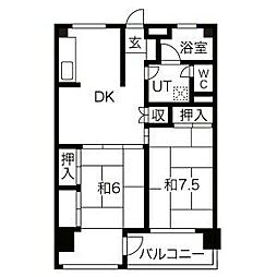 レジデンス清水台 2DKの間取図画像