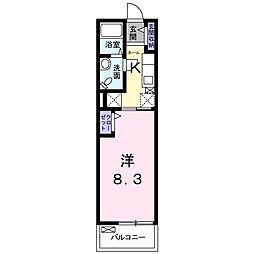 アンジュ 1Kの間取図画像