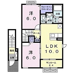 サンリット　アヴェニューＢ 2階2LDKの間取り