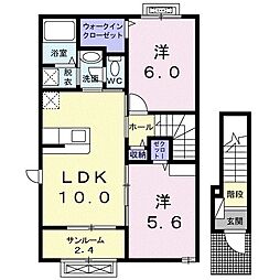 レジデンス町北2 2LDKの間取図画像