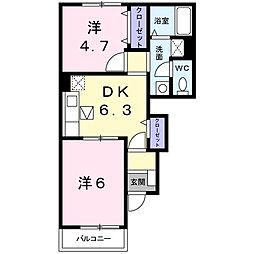ブリッサ桜岡F 2DKの間取図画像