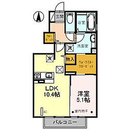 JR東北本線 郡山駅 バス25分 川坂バス停下車 徒歩5分の賃貸アパート 1階1LDKの間取り