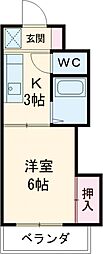 ロイヤル高野2号棟 1Kの間取図画像