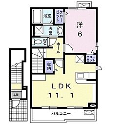 エスポアールB 1LDKの間取図画像