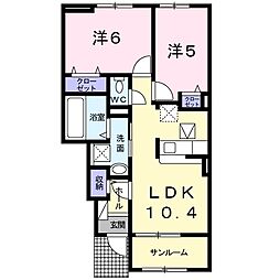 ドット　ガジュマル　Ａ 1階2LDKの間取り