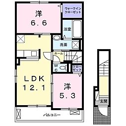 アザレア・M2 2LDKの間取図画像