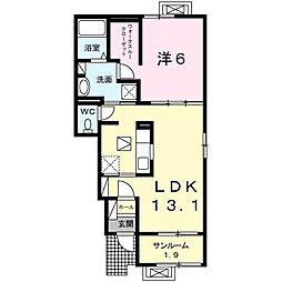 マルベリーB 1LDKの間取図画像