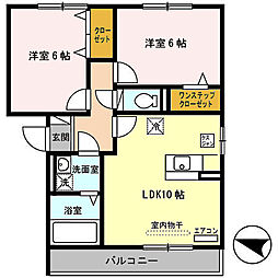 京阪交野線 交野市駅 徒歩12分の賃貸アパート 3階2LDKの間取り