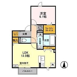 カーサ泉A 1LDKの間取図画像