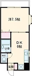 コート新屋敷 1DKの間取図画像