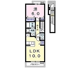 プリシラ 1LDKの間取図画像