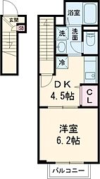フレーリーコート 1Kの間取図画像