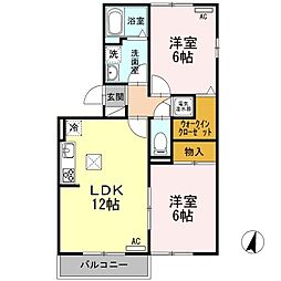 ロイヤルタウン松崎A 2LDKの間取図画像