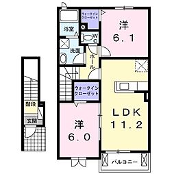 ソレイユV 2階2LDKの間取り