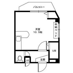 京阪本線 牧野駅 徒歩3分の賃貸マンション 1階ワンルームの間取り