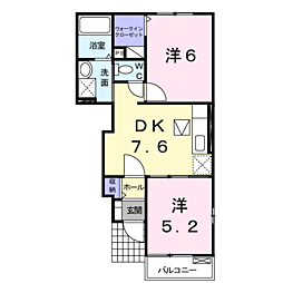 パレサンパティークA 2DKの間取図画像