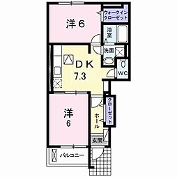 エール正林A 2DKの間取図画像