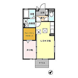 エスポワール東山 1階1LDKの間取り