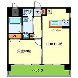サンフレンズ新森 1LDKの間取図画像