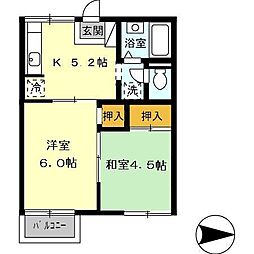 プレジール砂原　弐号館 2階2Kの間取り