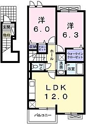 はなみずき　Ｂ 2階2LDKの間取り